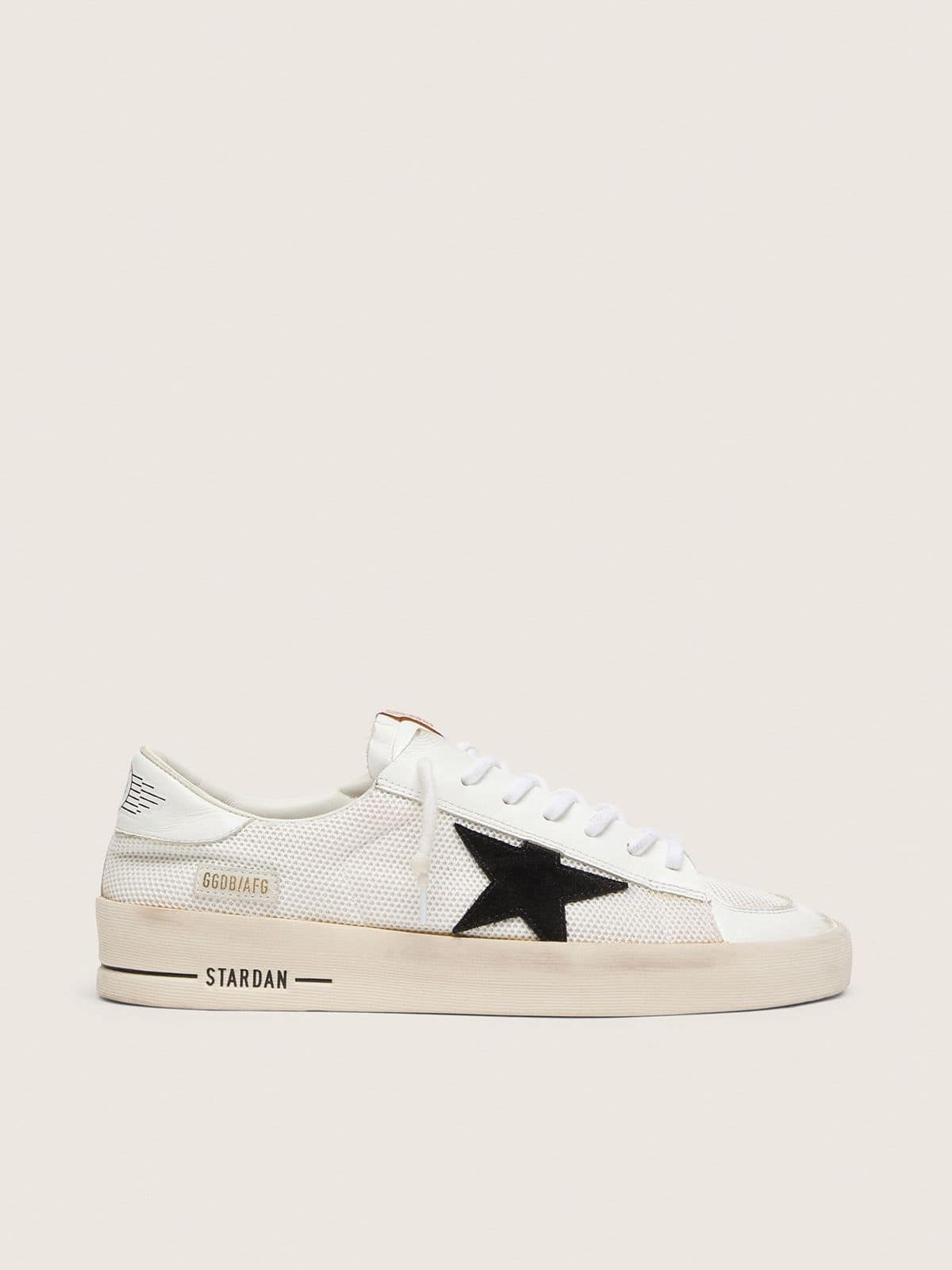 Men's Stardan in white mesh with black suede star