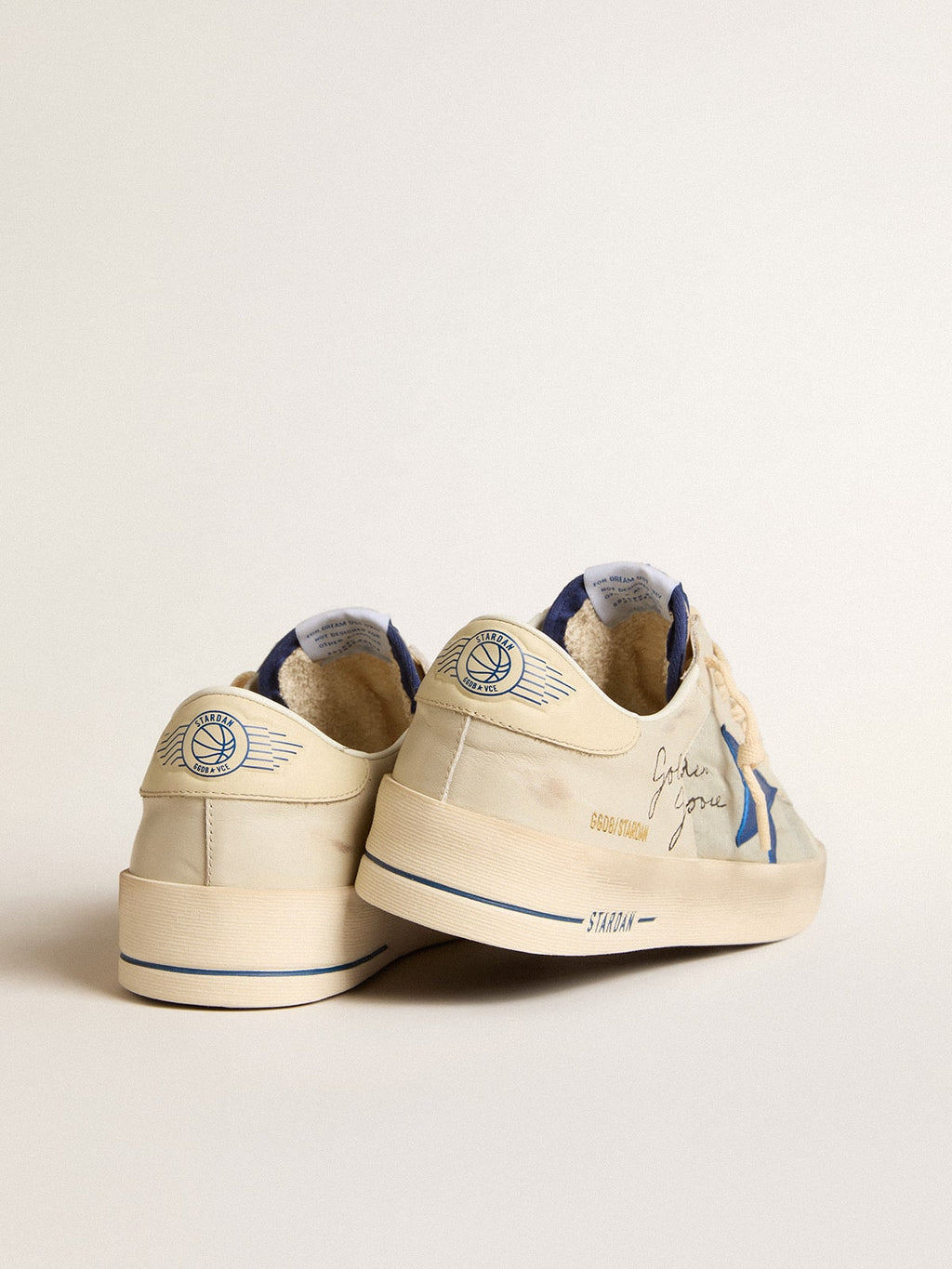 Men's Stardan in nylon with blue leather star and ivory leather heel tab