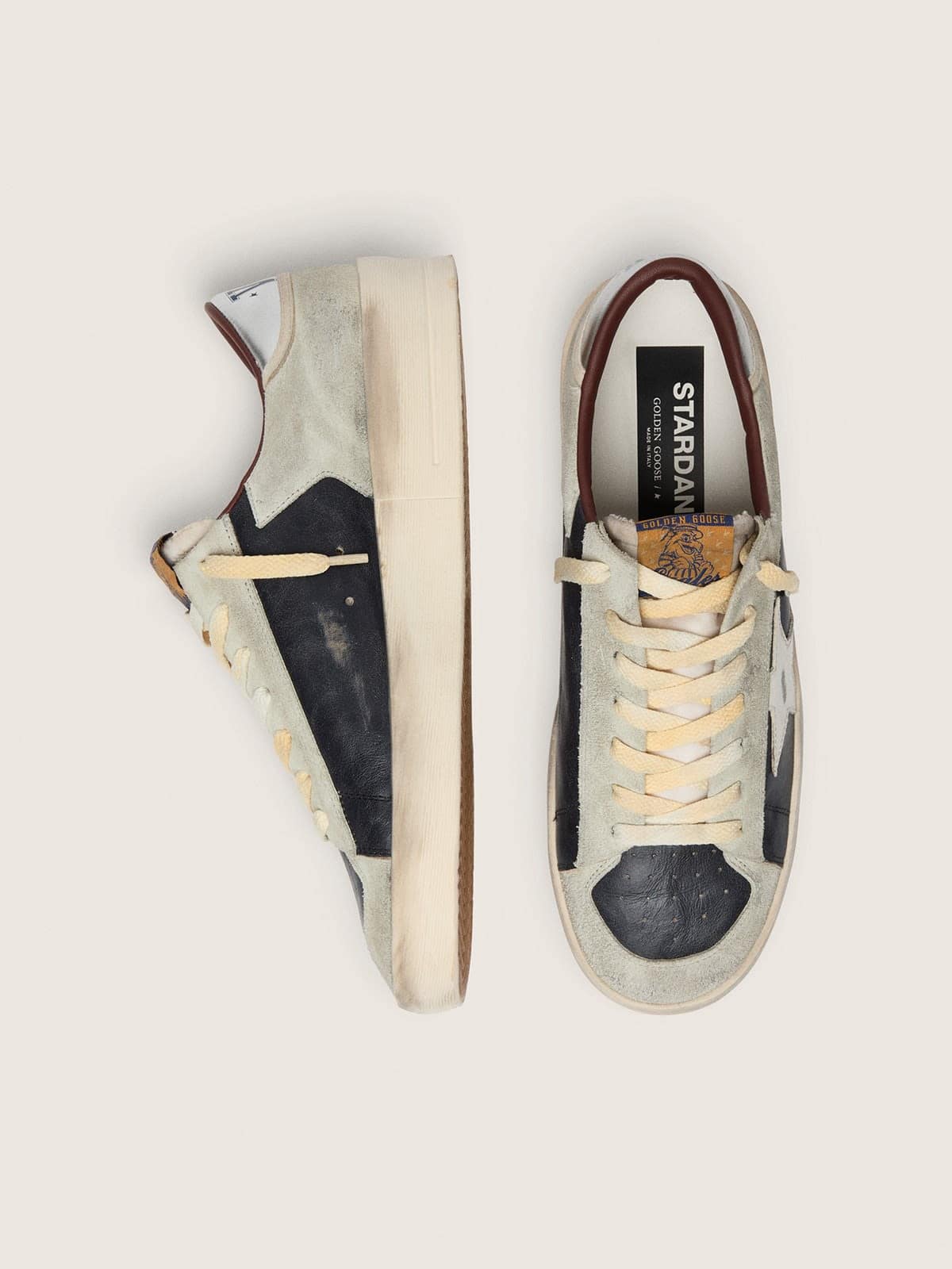 Men's Stardan in suede and leather with leather star and metallic heel tab