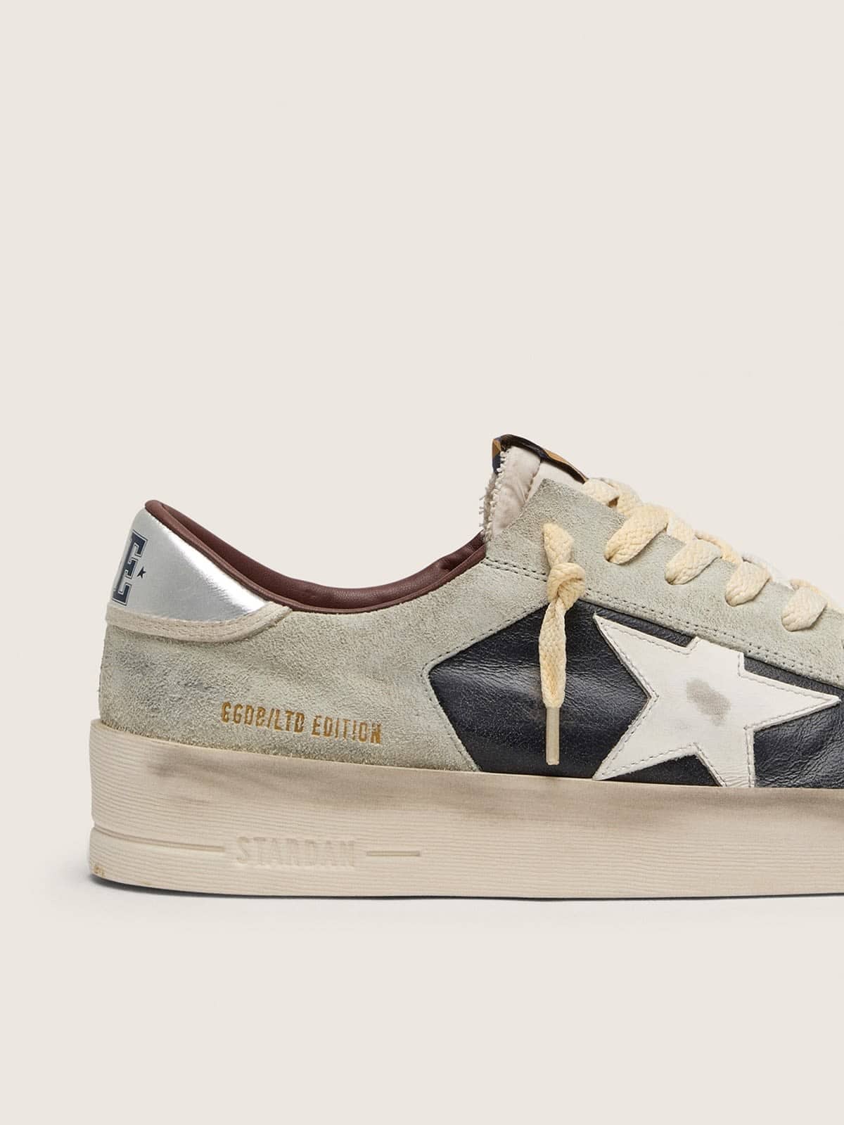 Men's Stardan in suede and leather with leather star and metallic heel tab