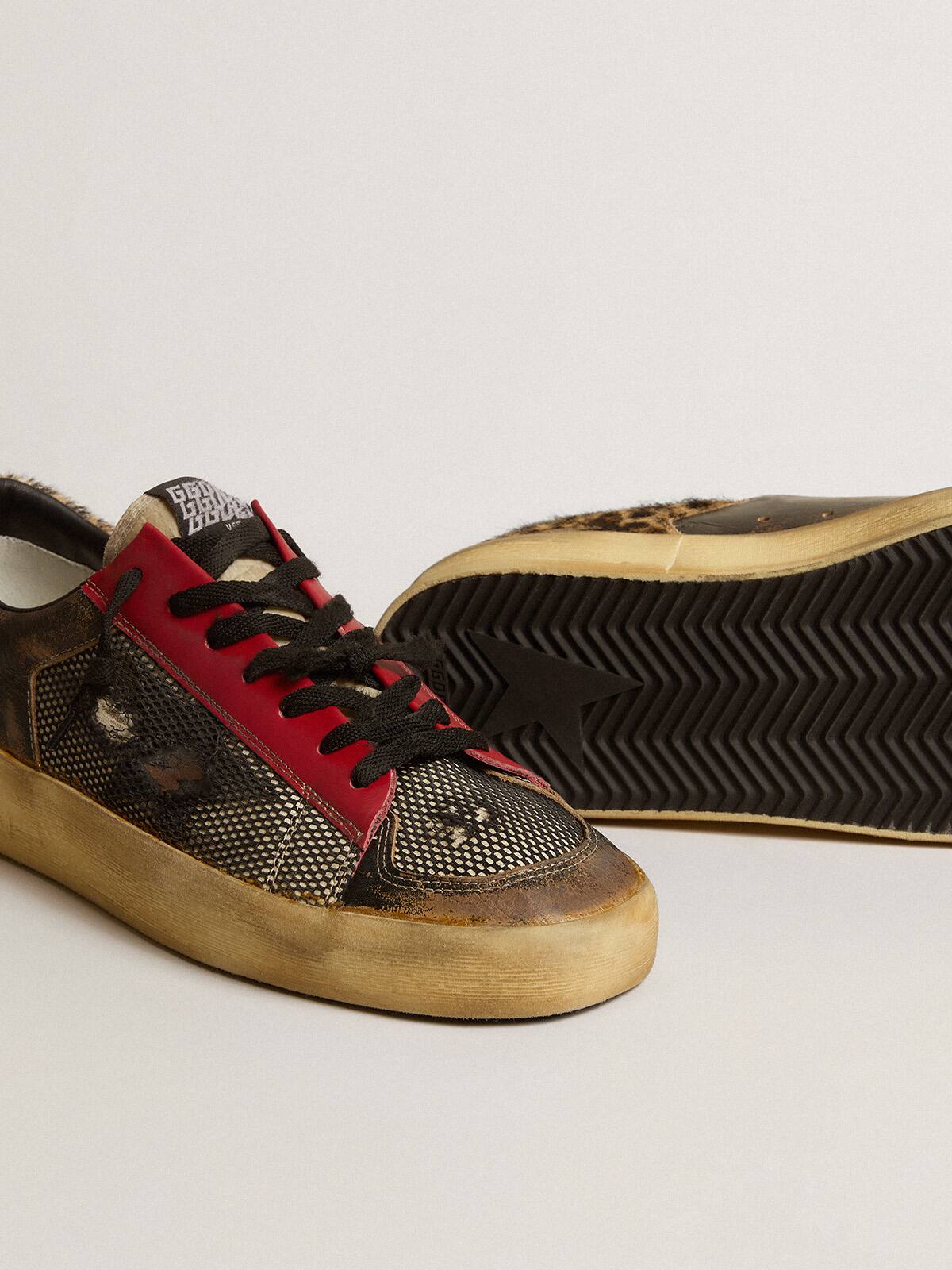 Men's Stardan LAB in mesh with black leather inserts and leopard heel tab