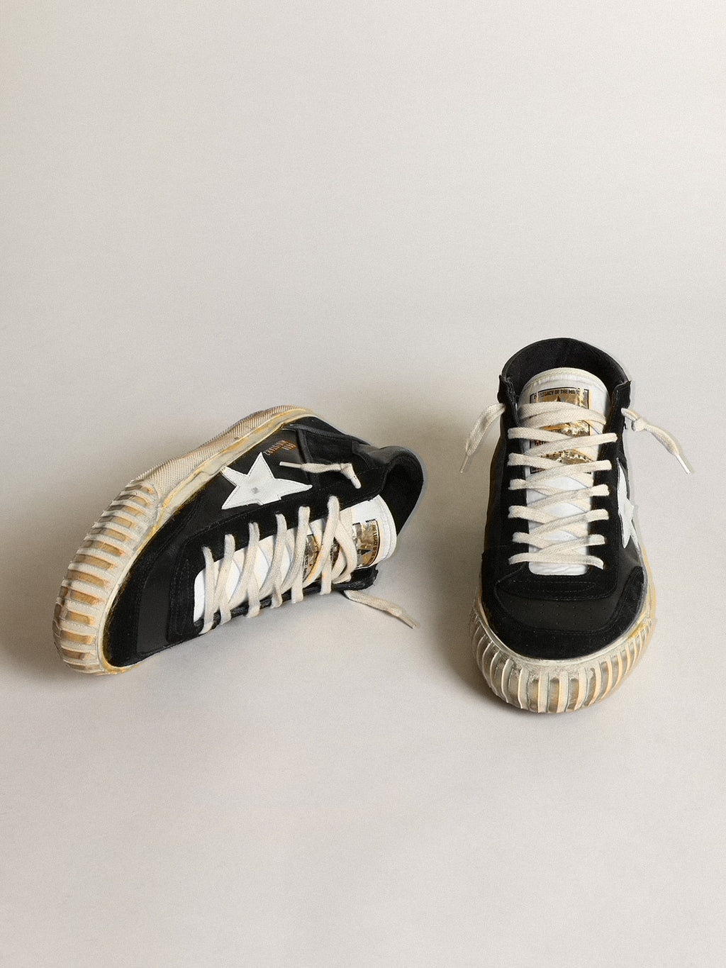 Men’s Mid Star in black nappa and suede with white leather star