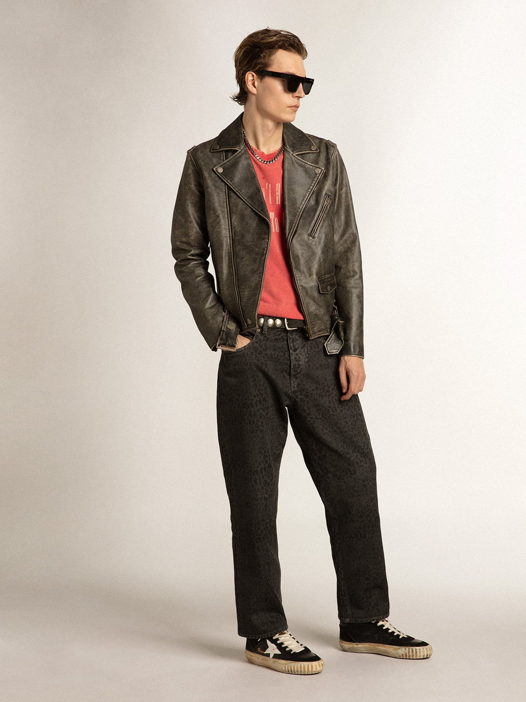 Men’s Mid Star in black nappa and suede with white leather star
