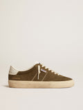 Soul Star in green suede with white leather heel tab and tongue