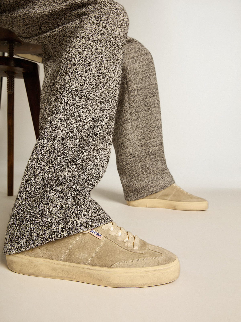 Men's Soul Star in dove-gray suede with white leather heel tab and tongue