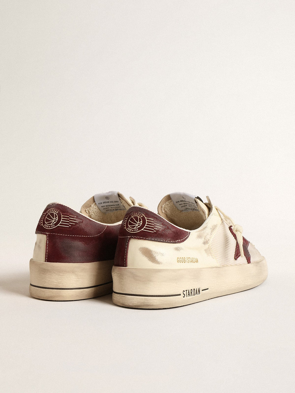 Stardan in nappa and mesh with wine-red suede star and heel tab