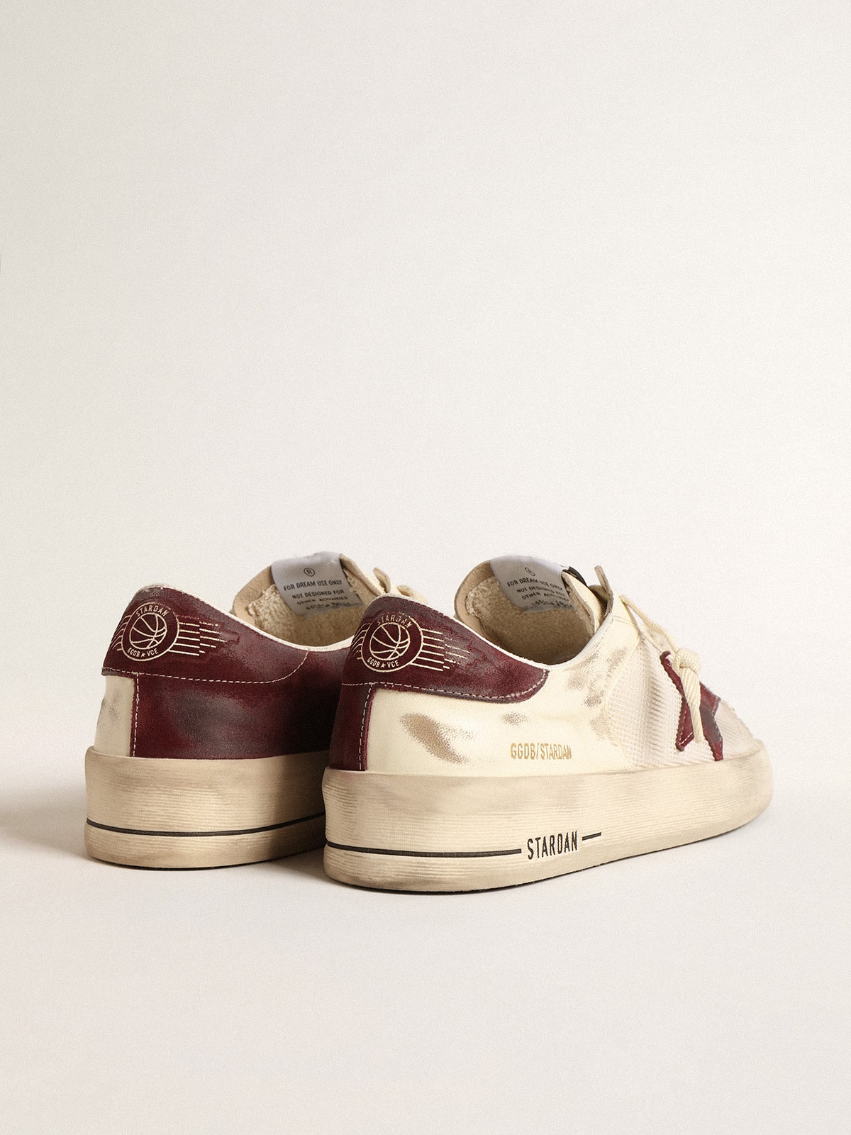Stardan in nappa and mesh with wine-red suede star and heel tab