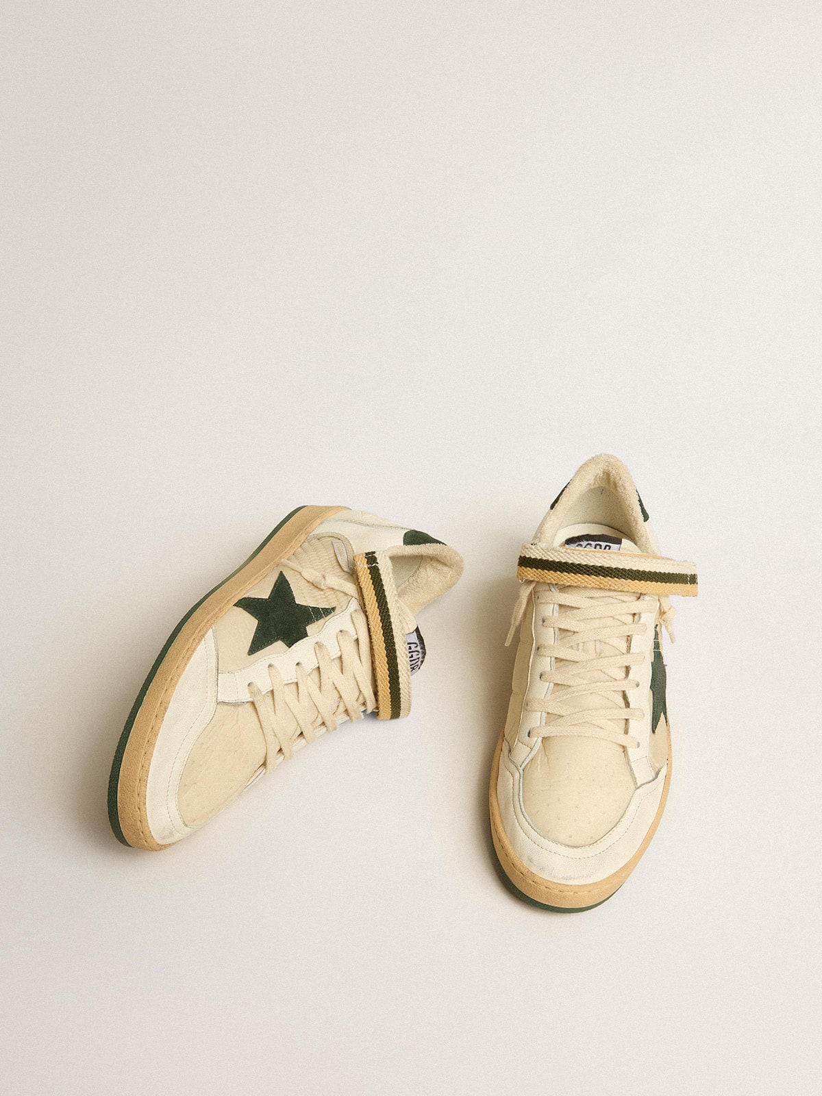 Ball Star in nylon and nappa with green suede star and heel tab