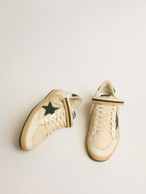 Ball Star in nylon and nappa with green suede star and heel tab