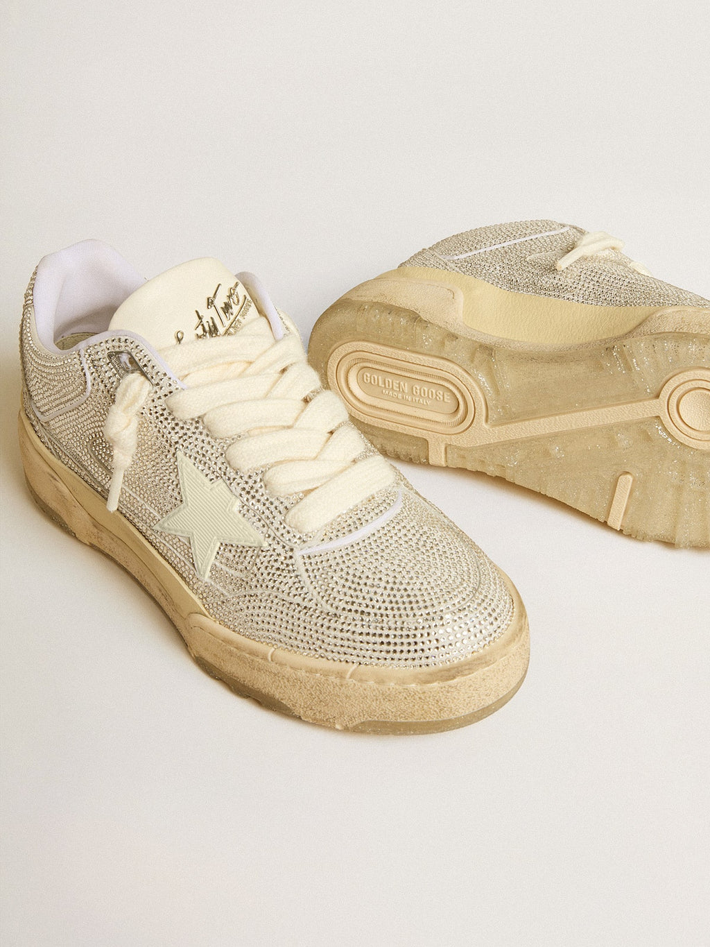 Men’s Forty2 in white leather and Swarovski crystals with white star