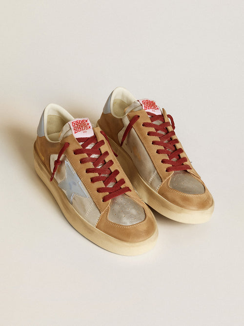 Men's silver Stardan LTD with light blue leather star and nubuck inserts
