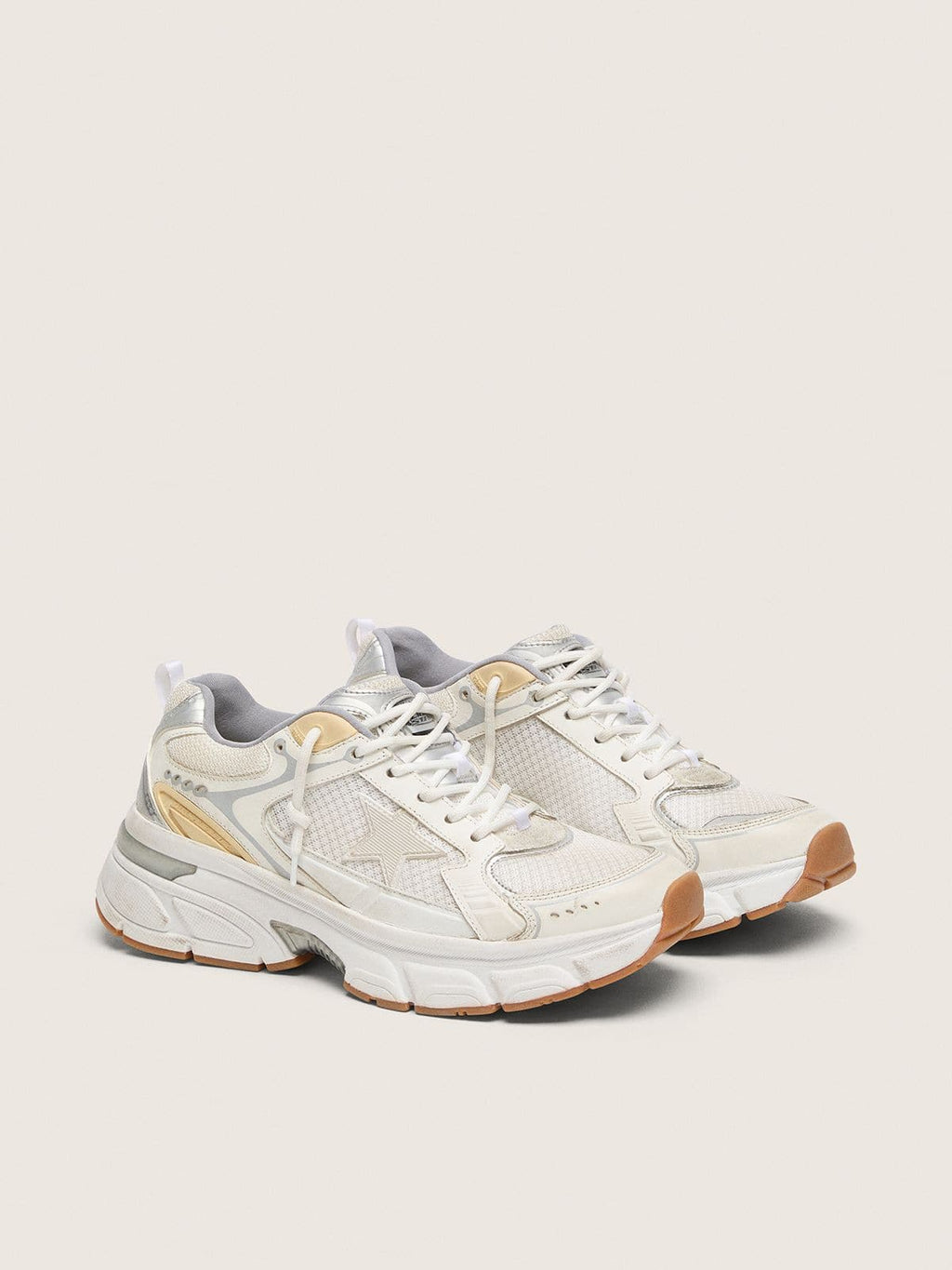Men’s Lightstar in white leather and mesh with worn-white star