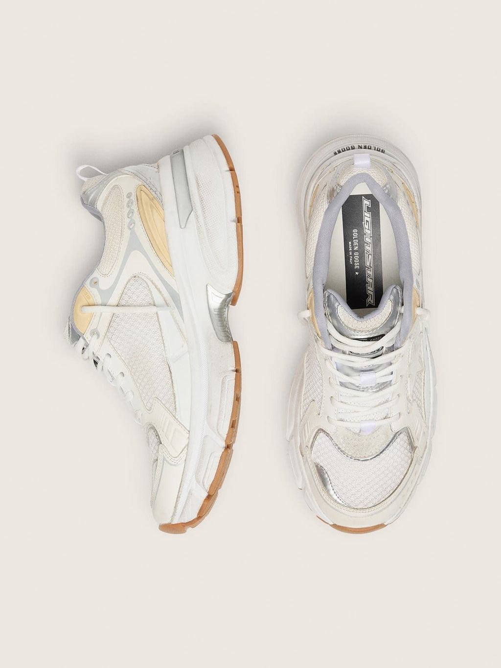 Men’s Lightstar in white leather and mesh with worn-white star