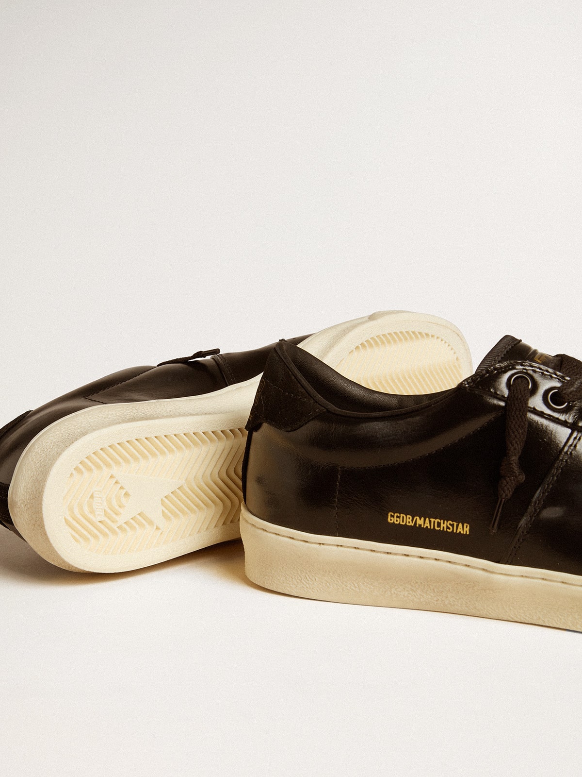Men's Matchstar in black leather with black suede heel tab