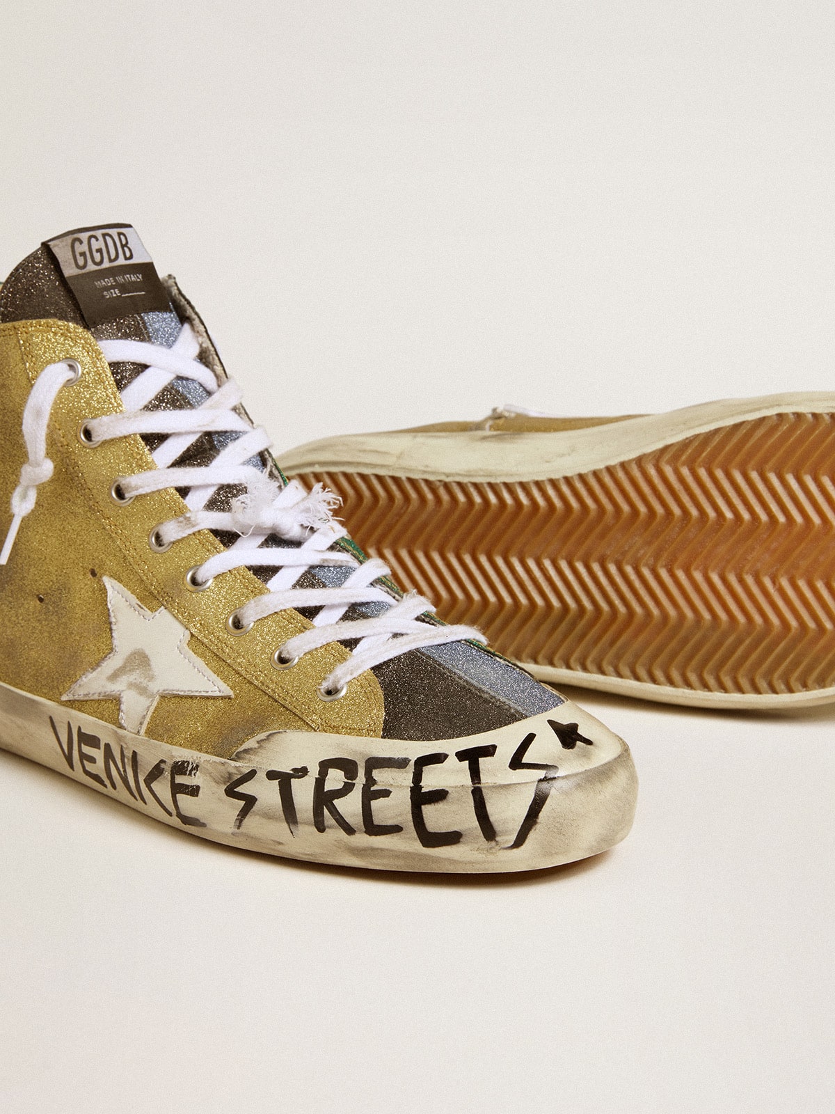 Men’s Francy LAB in golden glitter with white leather star