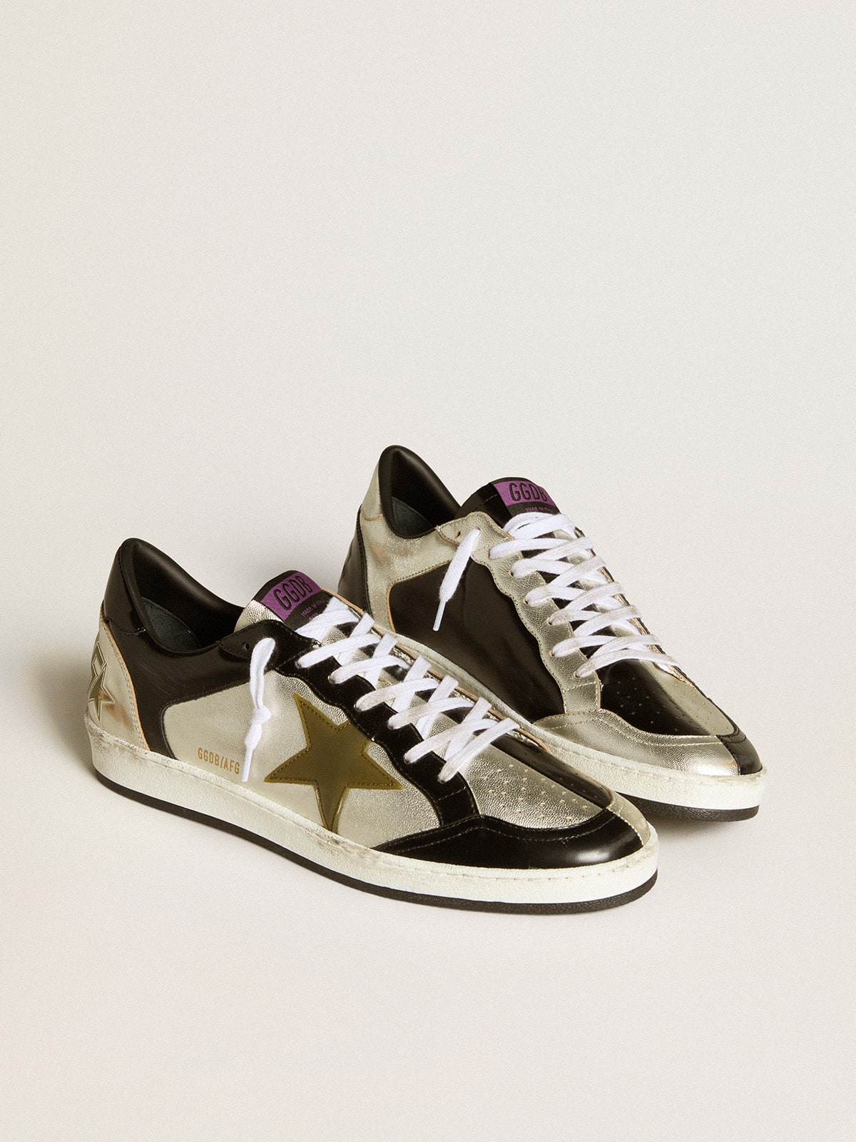 Men's Ball Star LAB in silver leather with brown leather star and black heel tab