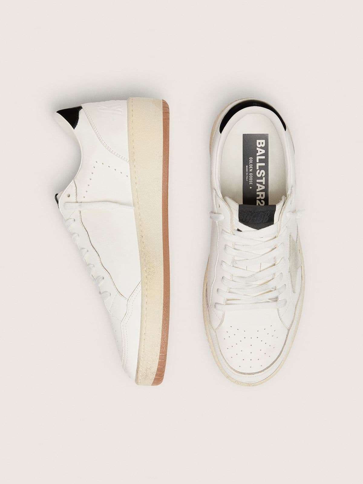 Ball Star with ice-gray suede star and glossy black leather heel tab