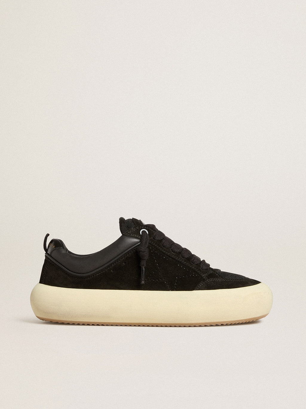 Men's Space-Star Cube in black suede with perforated star