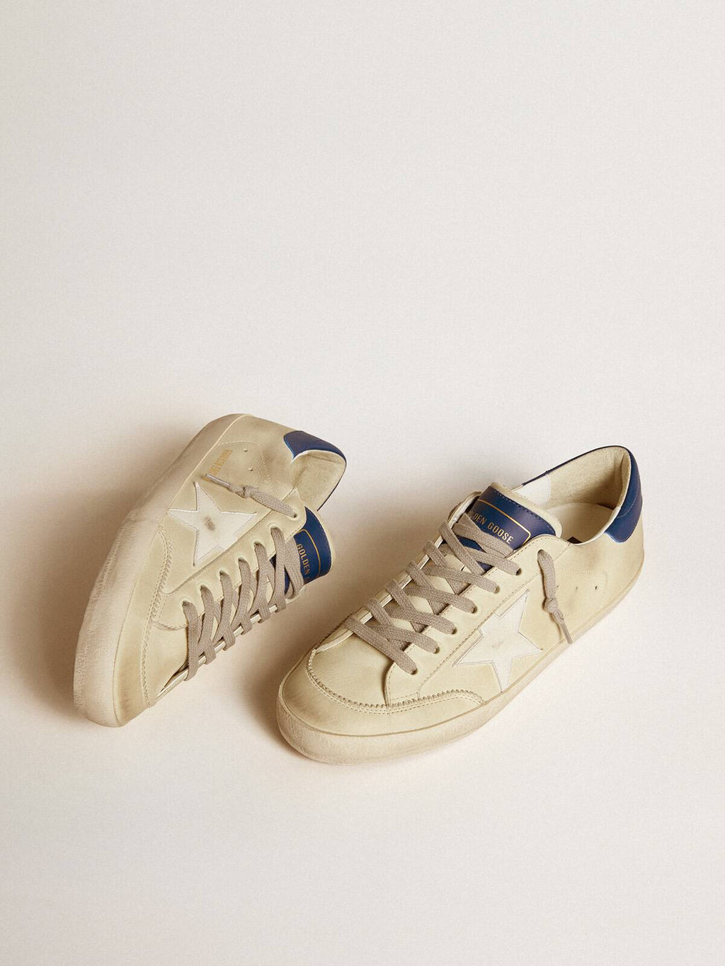 Men's Super-Star LTD in nubuck with white leather star and blue heel tab