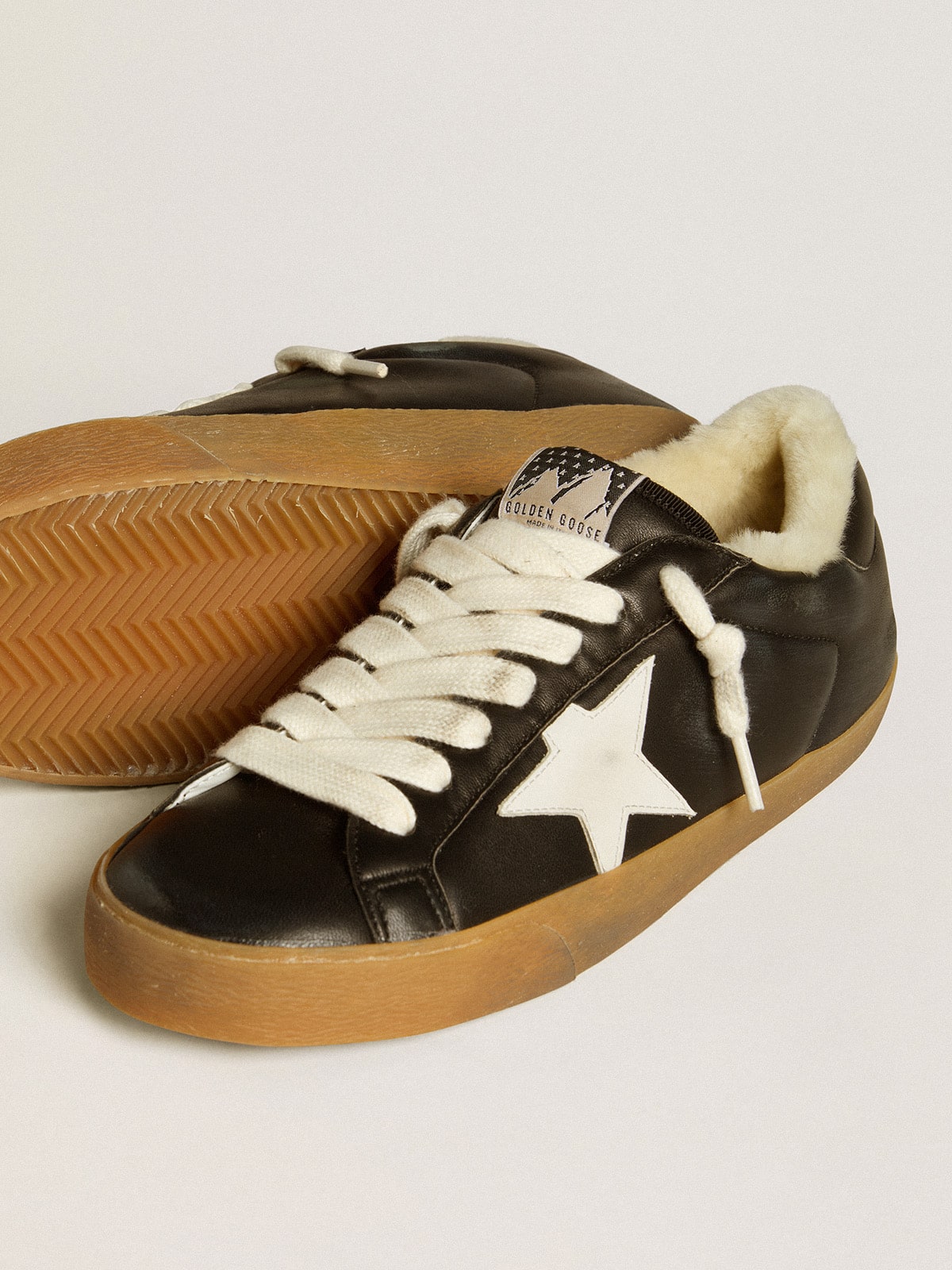 Men's Super-Star in matelassé nappa with leather star and shearling lining