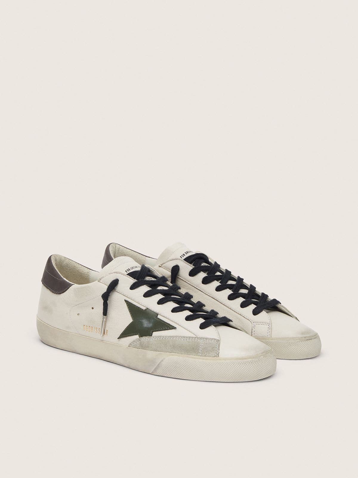Men's Super-Star in nappa with green leather star and gray leather heel tab