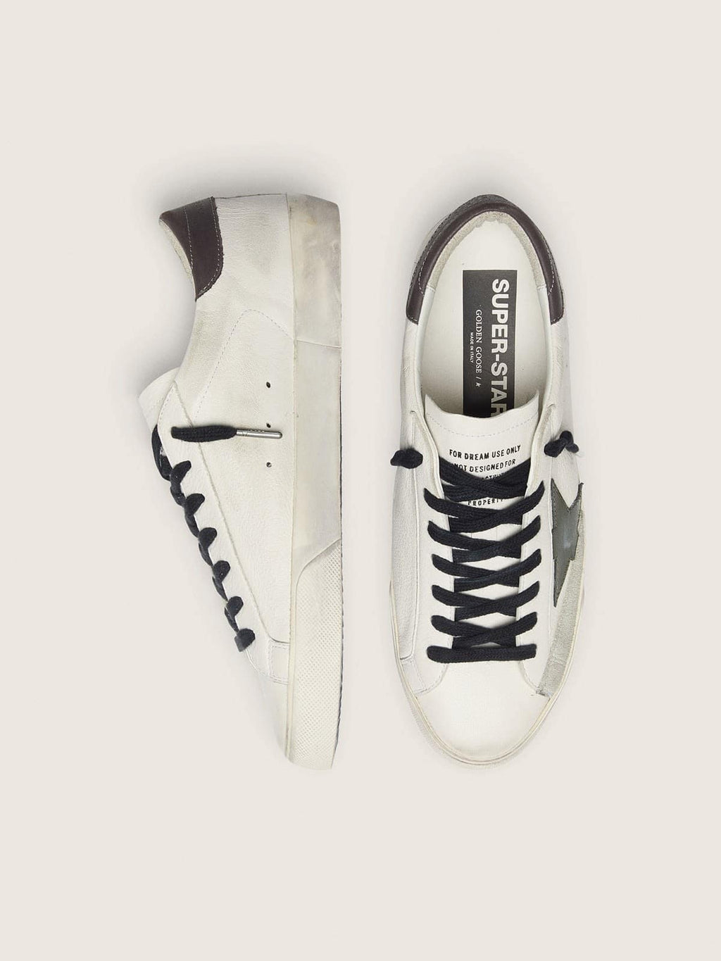 Men's Super-Star in nappa with green leather star and gray leather heel tab