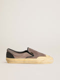 Men's VCE Penstar in dove-gray suede with black leather heel tab