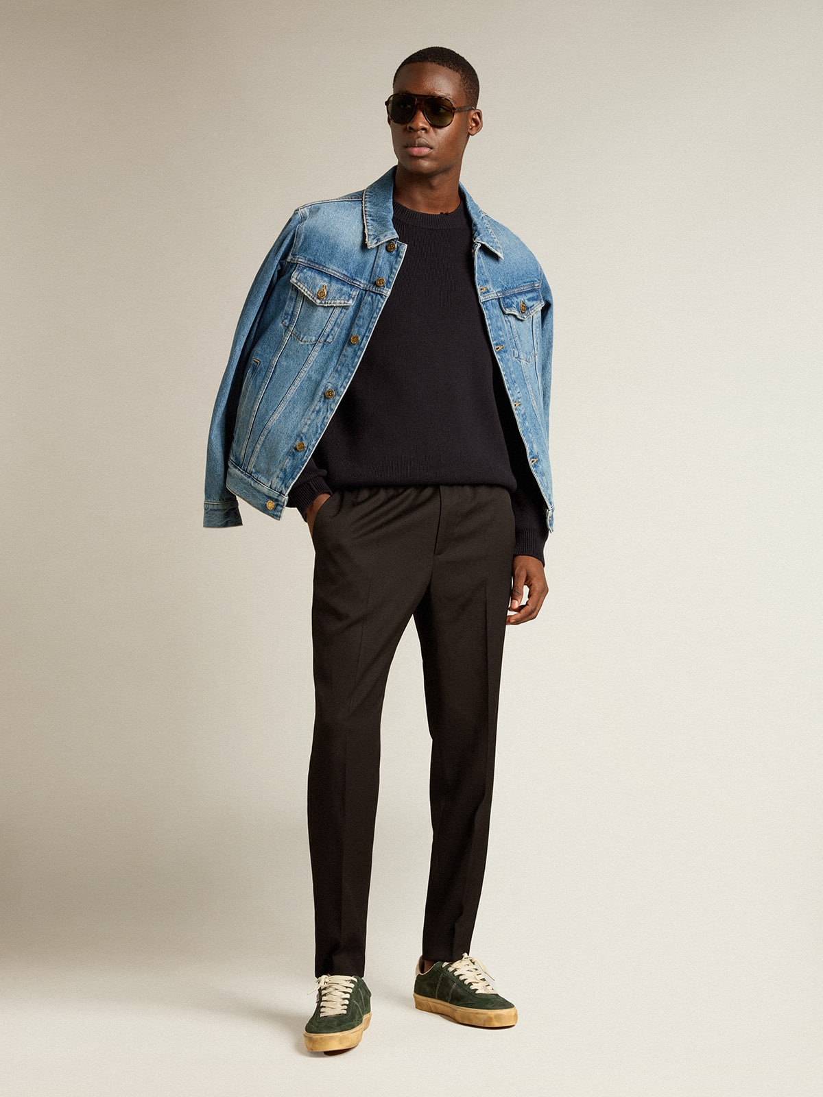Men's denim jacket with medium wash