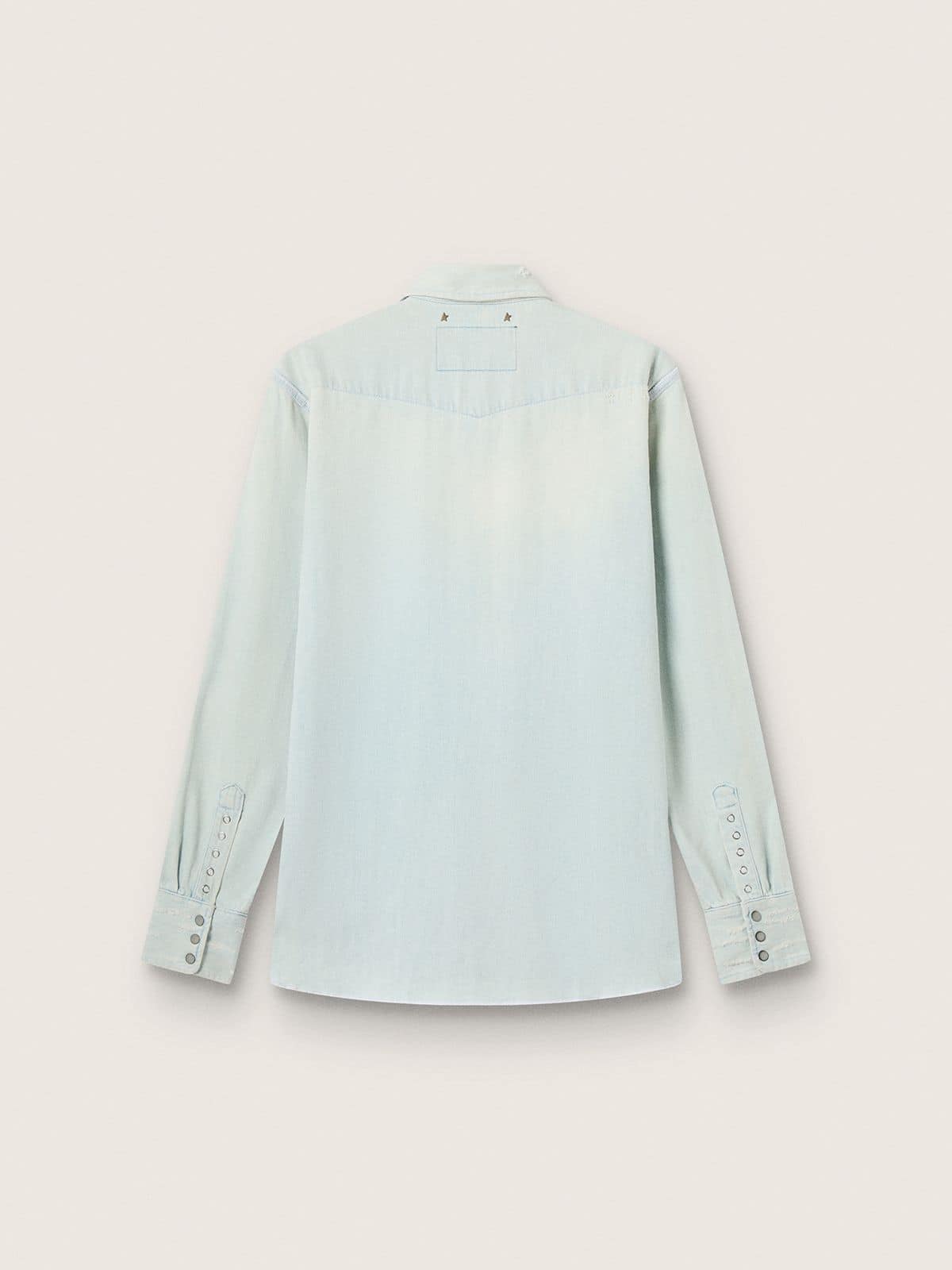 Men's bleached denim shirt with hammered studs