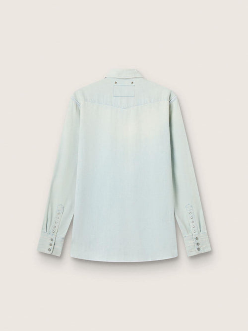 Men's bleached denim shirt with hammered studs