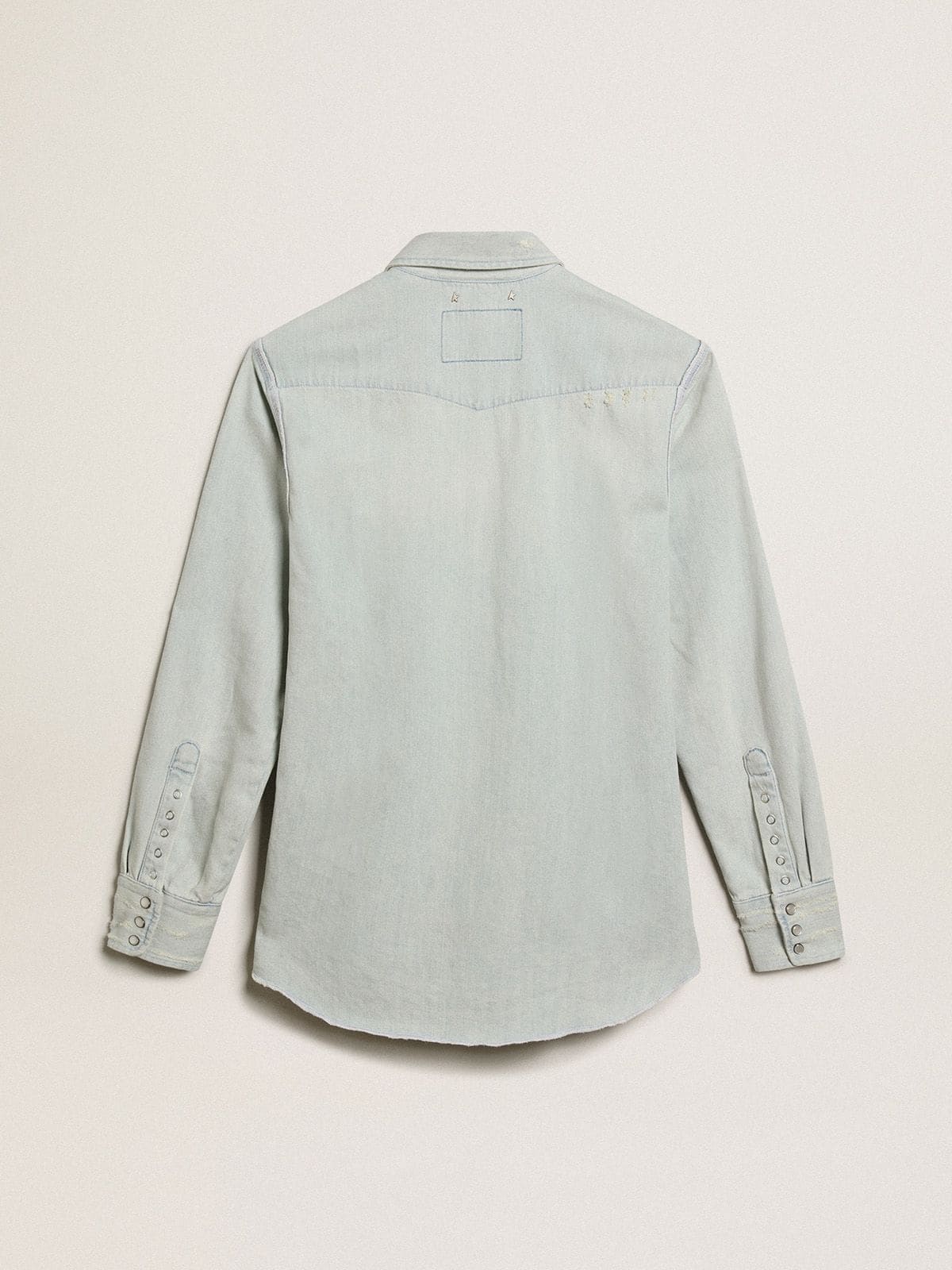 Men's bleached denim shirt with hammered studs