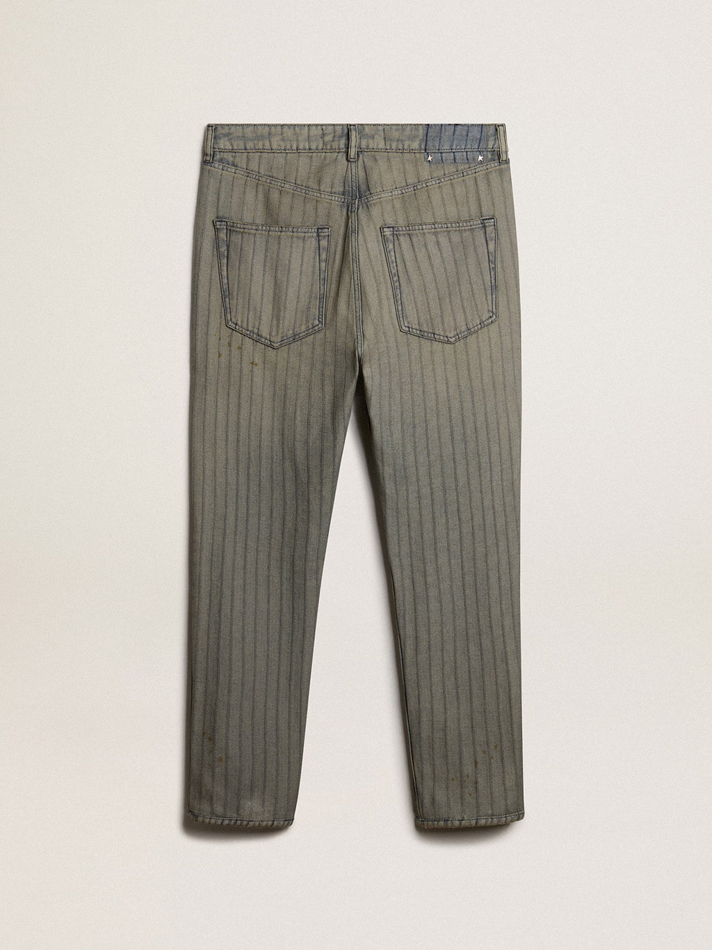 Men's gray pants in striped denim