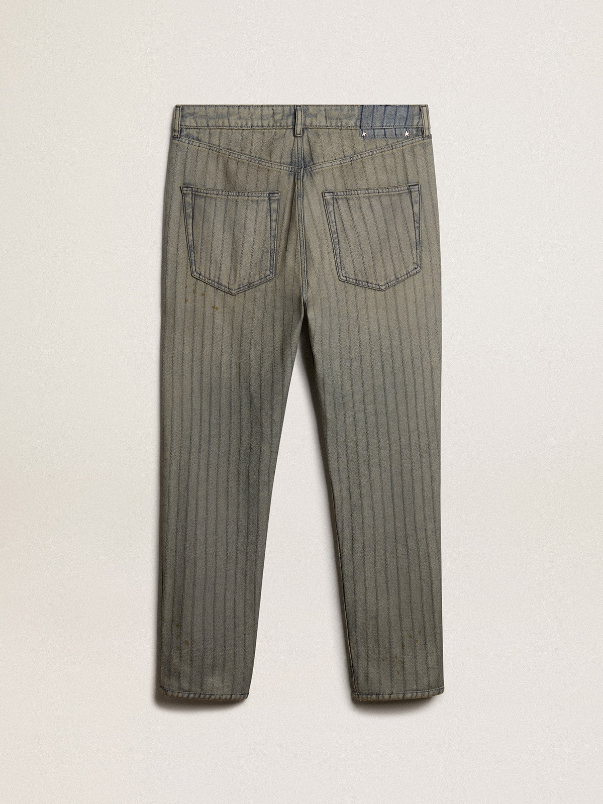 Men's gray pants in striped denim