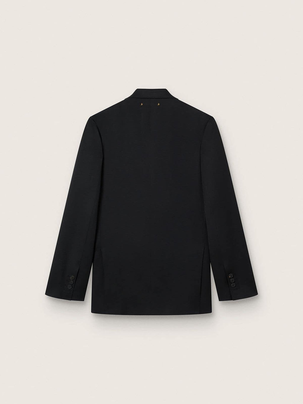 Men’s black double-breasted blazer with button fastening