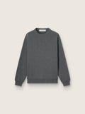Men's round-neck sweater in dark gray cotton with logo on the back