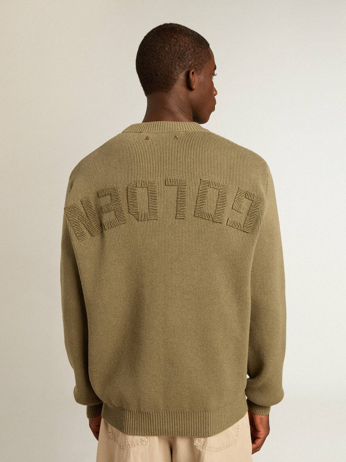 Men’s round-neck sweater in cotton with logo on the back