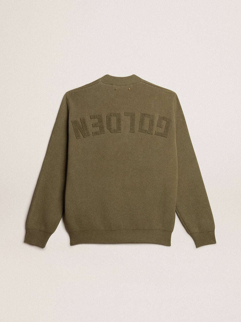 Men’s round-neck sweater in cotton with logo on the back