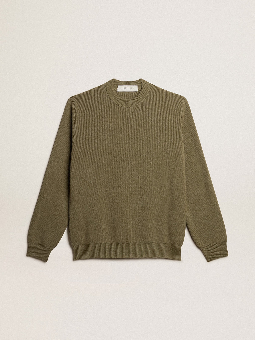 Men’s round-neck sweater in cotton with logo on the back
