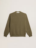 Men’s round-neck sweater in cotton with logo on the back