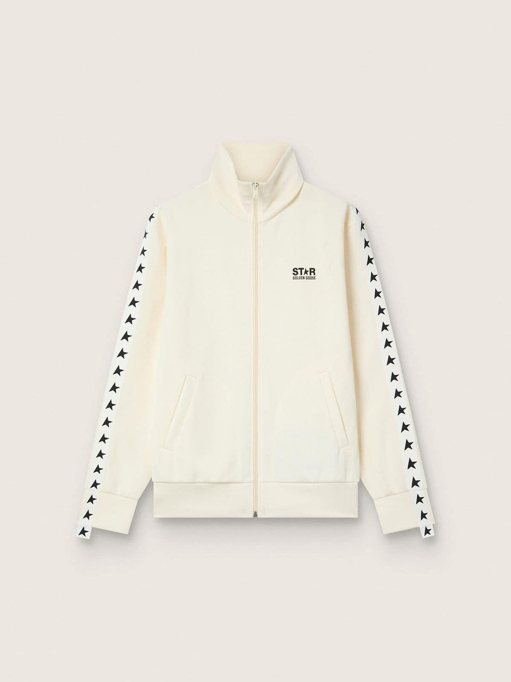 Men's papyrus white zipped sweatshirt with black stars
