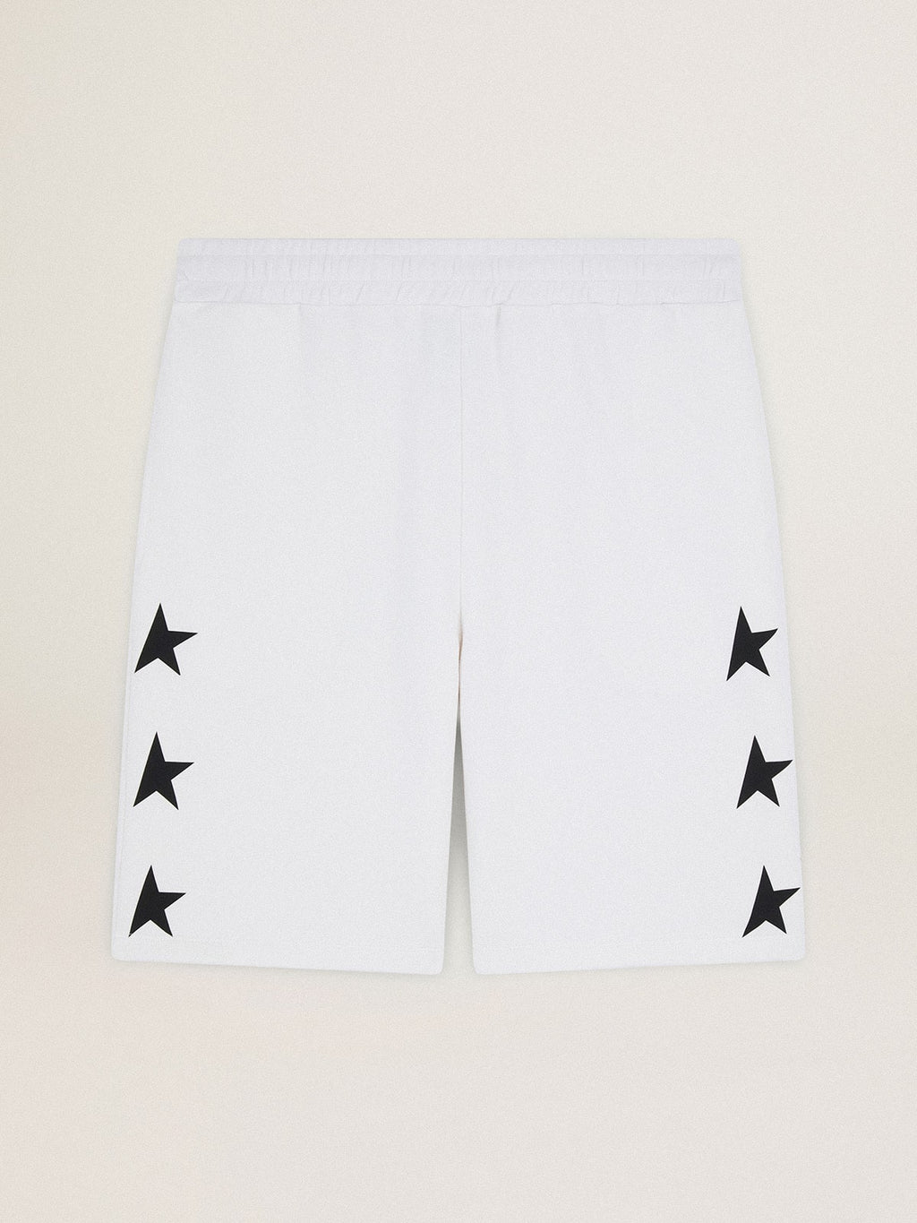 Men's vintage white bermuda shorts with contrasting black stars