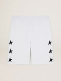 Men's vintage white bermuda shorts with contrasting black stars