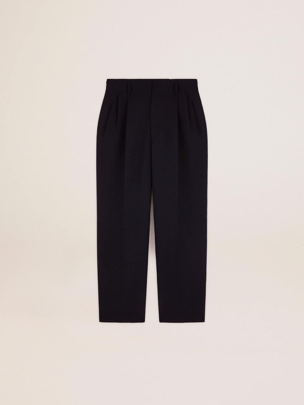 Men's wide leg pants in dark blue wool