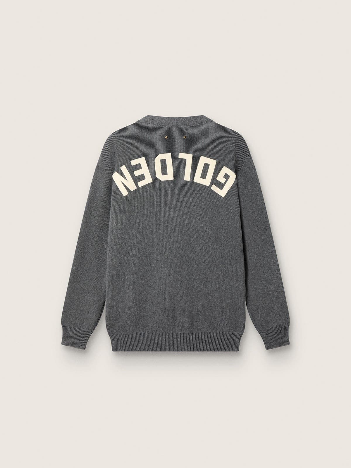 Men's cardigan in mélange gray cotton with logo on the back