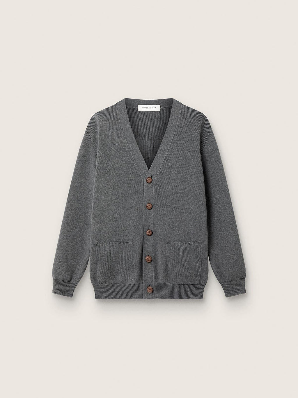 Men's cardigan in mélange gray cotton with logo on the back