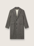 Men's single-breasted wool coat with beige and gray herringbone weave