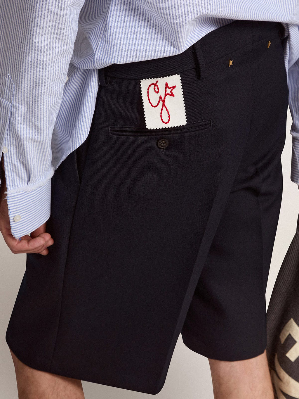 Men's bermuda shorts in dark blue wool