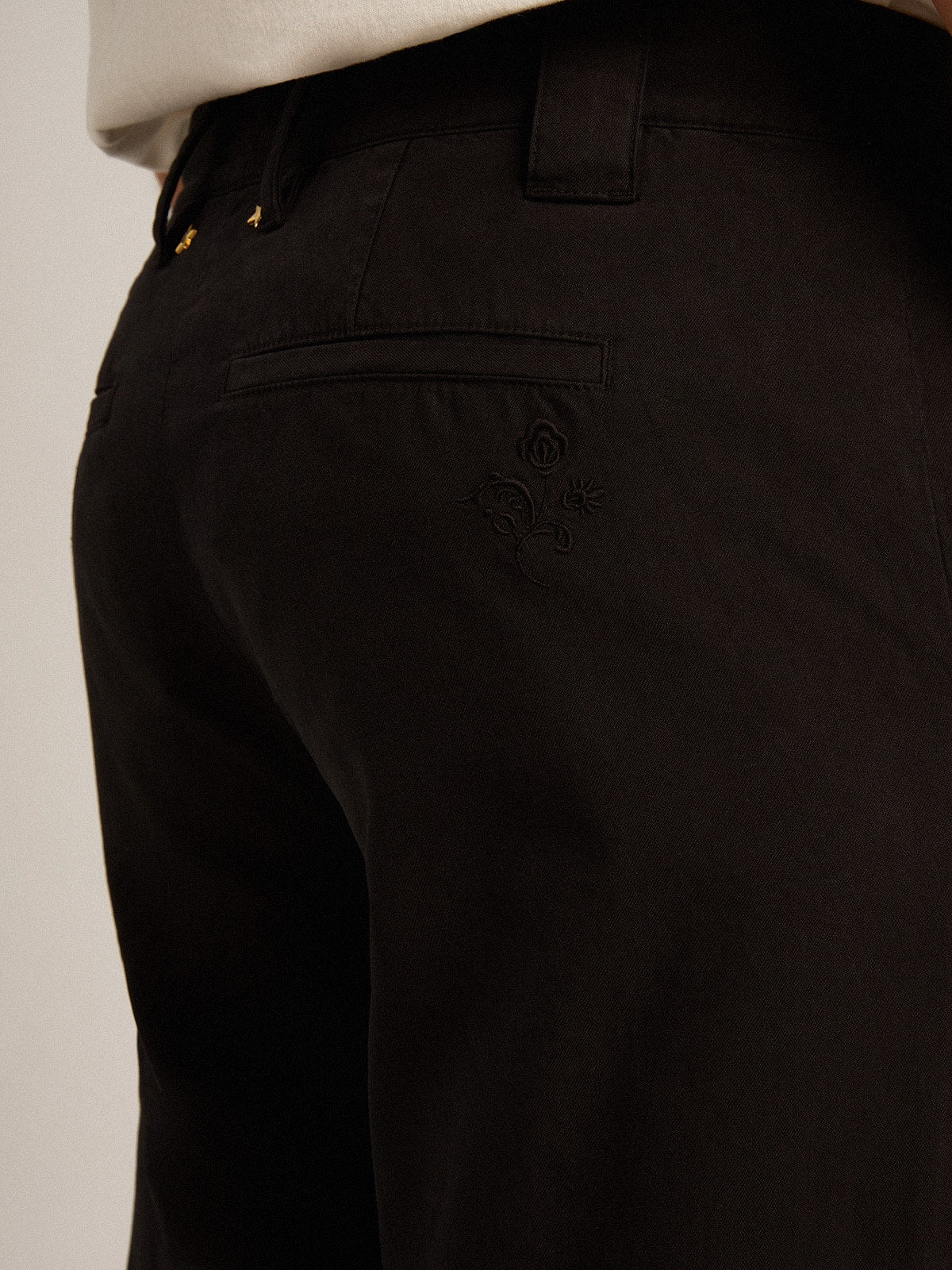 Men's black cotton chinos