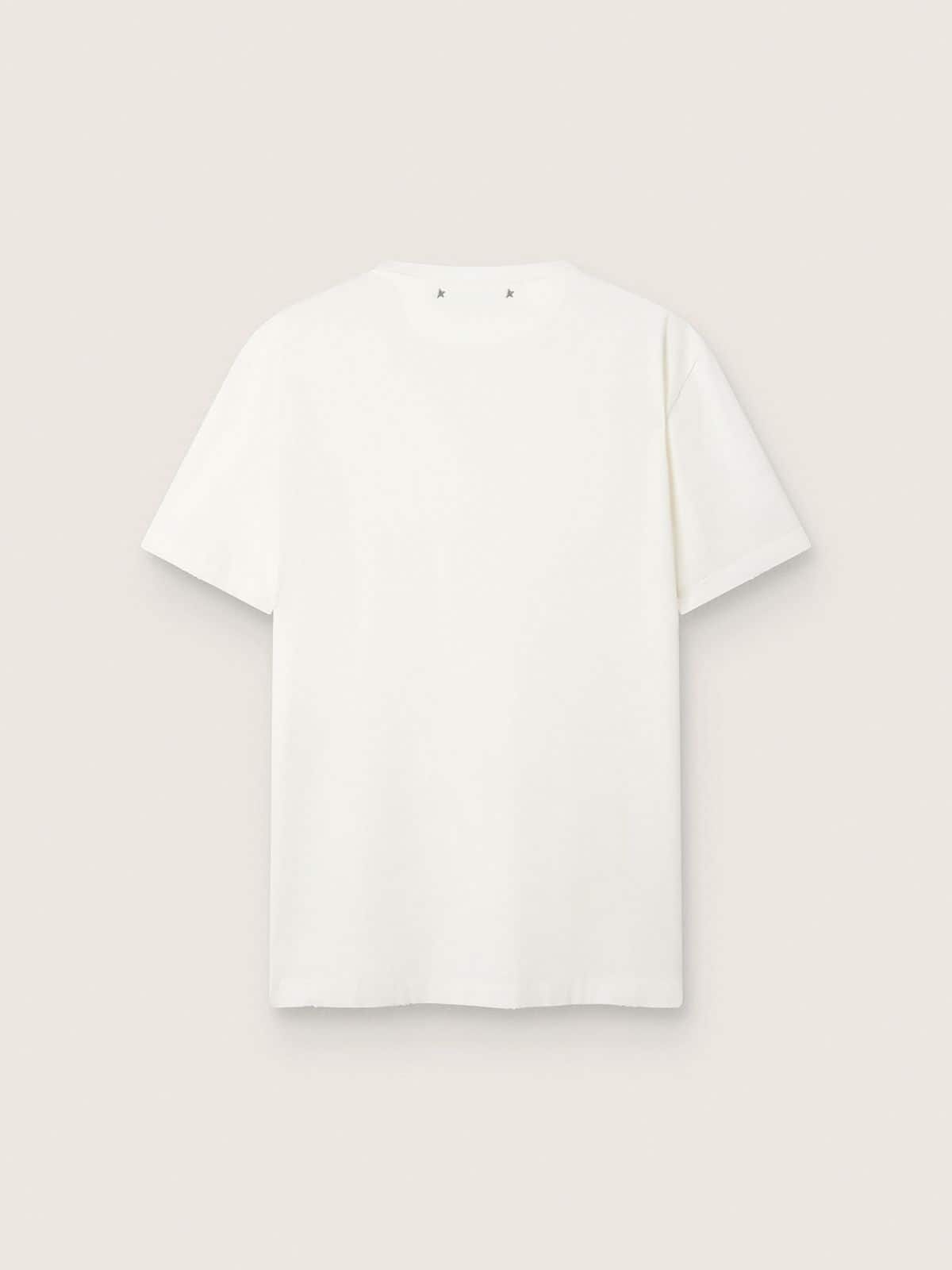 Men's white T-shirt with distressed treatment