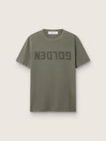 Men's olive green T-shirt with Golden lettering